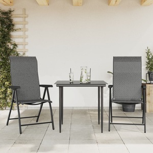 vidaXL, vidaXL Gartenstühle 2 Stk. Klappbar Grau Poly Rattan