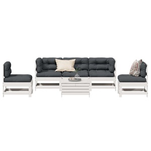 vidaXL, vidaXL 6-tlg. Garten-Lounge-Set mit Kissen Weiß Massivholz Kiefer