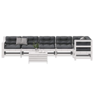 vidaXL, vidaXL 7-tlg. Garten-Lounge-Set mit Kissen Weiß Massivholz Kiefer