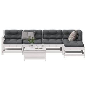 vidaXL, vidaXL 6-tlg. Garten-Lounge-Set mit Kissen Weiß Massivholz Kiefer
