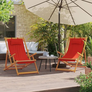 vidaXL, vidaXL Strandstühle 2 Stk. Klappbar Rot Stoff