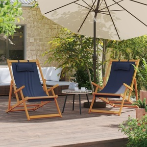 vidaXL, vidaXL Strandstühle 2 Stk. Klappbar Blau Stoff, vidaXL Strandstühle 2 Stk. Klappbar Blau Stoff