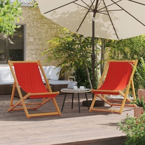 vidaXL, vidaXL Strandstühle 2 Stk. Klappbar Rot Stoff, vidaXL Strandstühle 2 Stk. Klappbar Rot Stoff