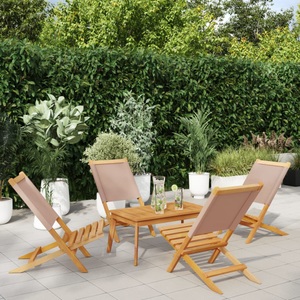 vidaXL, vidaXL Gartenstühle 4 Stk. Klappbar Taupe Stoff und Massivholz, vidaXL Gartenstühle 4 Stk. Klappbar Taupe Stoff und Massivholz