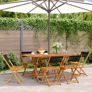 vidaXL, vidaXL Gartenstühle 6 Stk. Klappbar Schwarz Massivholz Akazie, vidaXL Gartenstühle 6 Stk. Klappbar Schwarz Massivholz Akazie