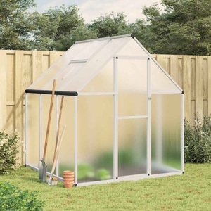 vidaXL, vidaXL Gewächshaus mit Fundamentrahmen Silbern 169x169x195 cm Alu, vidaXL Gewächshaus mit Fundamentrahmen Silbern 169x169x195 cm Alu