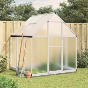 vidaXL, vidaXL Gewächshaus mit Fundamentrahmen Silbern 169x169x202 Aluminimum, vidaXL Gewächshaus mit Fundamentrahmen Silbern 169x169x202 Aluminimum