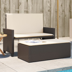vidaXL, vidaXL Gartenbank mit Kissen und Hocker Braun Poly Rattan