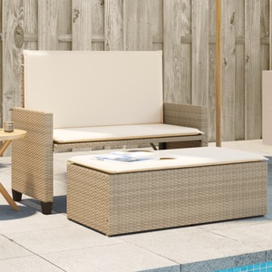 vidaXL, vidaXL Gartenbank mit Kissen und Hocker Beige Poly Rattan