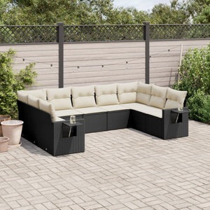 vidaXL, vidaXL 9-tlg. Garten-Sofagarnitur mit Kissen Schwarz Poly Rattan, vidaXL 9-tlg. Garten-Sofagarnitur mit Kissen Schwarz Poly Rattan