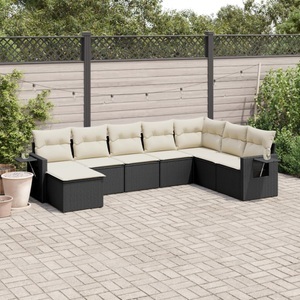 vidaXL, vidaXL 8-tlg. Garten-Sofagarnitur mit Kissen Schwarz Poly Rattan, vidaXL 8-tlg. Garten-Sofagarnitur mit Kissen Schwarz Poly Rattan