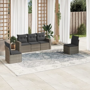 vidaXL, vidaXL 5-tlg. Garten-Sofagarnitur mit Kissen Grau Poly Rattan, vidaXL 5-tlg. Garten-Sofagarnitur mit Kissen Grau Poly Rattan