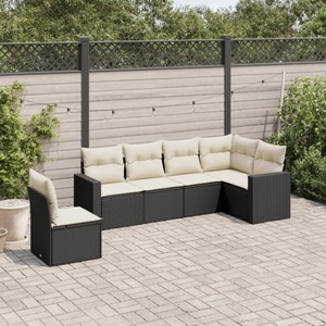 vidaXL, vidaXL 6-tlg. Garten-Sofagarnitur mit Kissen Schwarz Poly Rattan, vidaXL 6-tlg. Garten-Sofagarnitur mit Kissen Schwarz Poly Rattan