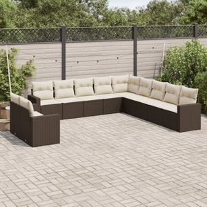 vidaXL, vidaXL 11-tlg. Garten-Sofagarnitur mit Kissen Braun Poly Rattan, vidaXL 11-tlg. Garten-Sofagarnitur mit Kissen Braun Poly Rattan