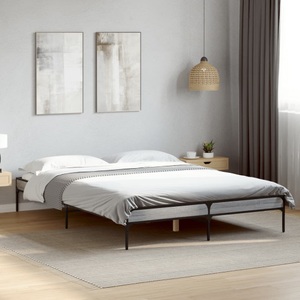 vidaXL, vidaXL Bettgestell Grau Sonoma 150x200 cm Holzwerkstoff und Metall