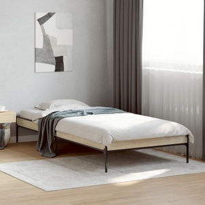vidaXL, vidaXL Bettgestell Sonoma-Eiche 100x200 cm Holzwerkstoff und Metall