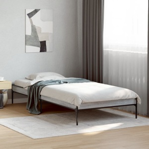 vidaXL, vidaXL Bettgestell Grau Sonoma 100x200 cm Holzwerkstoff und Metall