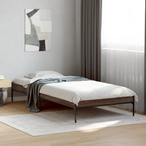 vidaXL, vidaXL Bettgestell Braun Eichen-Optik 100x200 cm Holzwerkstoff Metall