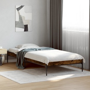 vidaXL, vidaXL Bettgestell Räuchereiche 90x200 cm Holzwerkstoff und Metall