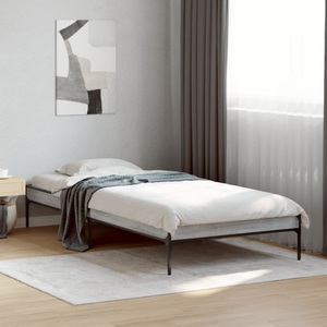 vidaXL, vidaXL Bettgestell Grau Sonoma 90x200 cm Holzwerkstoff und Metall