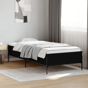 vidaXL, vidaXL Bettgestell Schwarz 75x190 cm Holzwerkstoff und Metall