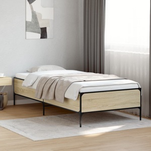 vidaXL, vidaXL Bettgestell Sonoma-Eiche 75x190 cm Holzwerkstoff und Metall