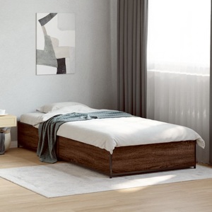 vidaXL, vidaXL Bettgestell Braun Eichen-Optik 75x190 cm Holzwerkstoff Metall
