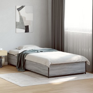 vidaXL, vidaXL Bettgestell Grau Sonoma 100x200 cm Holzwerkstoff und Metall