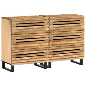 vidaXL, vidaXL Sideboard 2 Stk. 60x34x75 cm Raues Massivholz Mango