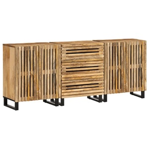 vidaXL, vidaXL Sideboard 3 Stk. 60x34x75 cm Raues Massivholz Mango