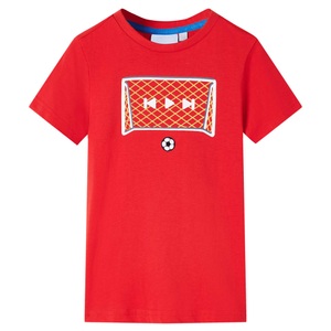 vidaXL Kinder-T-Shirt mit Fußballtor-Aufdruck Rot 116