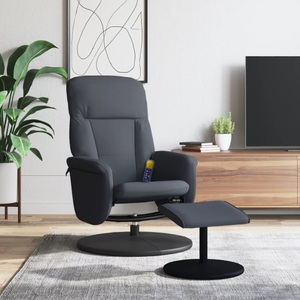 vidaXL, vidaXL Massagesessel mit Fußhocker Dunkelgrau Samt, vidaXL Massagesessel mit Fußhocker Dunkelgrau Samt