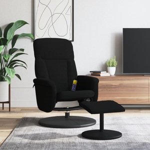 vidaXL, vidaXL Massagesessel mit Fußhocker Schwarz Samt, vidaXL Massagesessel mit Fußhocker Schwarz Samt