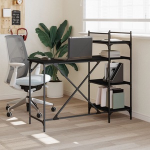 vidaXL, vidaXL Computertisch mit Regal Schwarz 120x47x109 cm, vidaXL Computertisch mit Regal Schwarz 120x47x109 cm