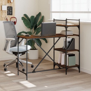 vidaXL, vidaXL Computertisch mit Regal Braun Eiche-Optik 120x47x109 cm, vidaXL Computertisch mit Regal Braun Eiche-Optik 120x47x109 cm
