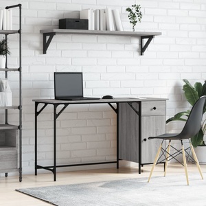 vidaXL, vidaXL Computertisch Grau Sonoma 131x48x75 cm Holzwerkstoff, 