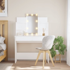 vidaXL, vidaXL Schminktisch mit LED-Leuchten Weiß 96x40x142 cm, vidaXL Schminktisch mit LED-Leuchten Weiß 96x40x142 cm