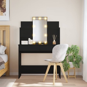 vidaXL, vidaXL Schminktisch mit LED-Leuchten Schwarz 96x40x142 cm