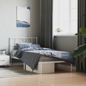 vidaXL, vidaXL Bettgestell mit Kopfteil Metall Weiß 80x200 cm