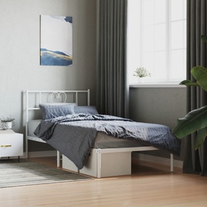 vidaXL, vidaXL Bettgestell mit Kopfteil Metall Weiß 90x200 cm