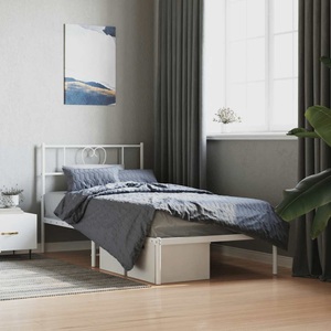 vidaXL, vidaXL Bettgestell mit Kopfteil Metall Weiß 107x203 cm