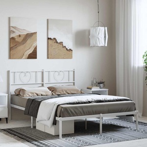vidaXL, vidaXL Bettgestell mit Kopfteil Metall Weiß 135x190 cm