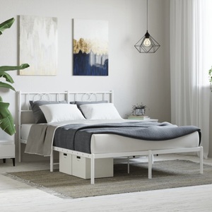 vidaXL, vidaXL Bettgestell mit Kopfteil Metall Weiß 140x200 cm
