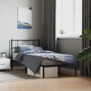vidaXL, vidaXL Bettgestell mit Kopfteil Metall Schwarz 90x190 cm