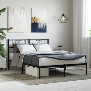 vidaXL, vidaXL Bettgestell mit Kopfteil Metall Schwarz 120x200 cm