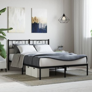 vidaXL, vidaXL Bettgestell mit Kopfteil Metall Schwarz 140x200 cm