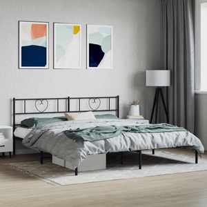 vidaXL, vidaXL Bettgestell mit Kopfteil Metall Schwarz 180x200 cm