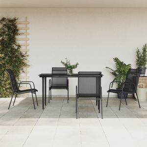 vidaXL, vidaXL 5-tlg. Garten-Essgruppe Schwarz Stahl und Textilene