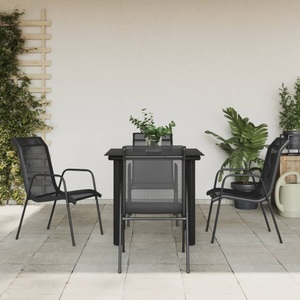 vidaXL, vidaXL 5-tlg. Garten-Essgruppe Schwarz Stahl und Textilene
