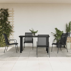 vidaXL, vidaXL 5-tlg. Garten-Essgruppe Schwarz Stahl und Textilene